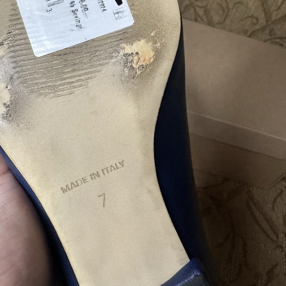 Valentino By‎ Mario Flora Womens Sz 7 Leather Flats Pointed Black Leather